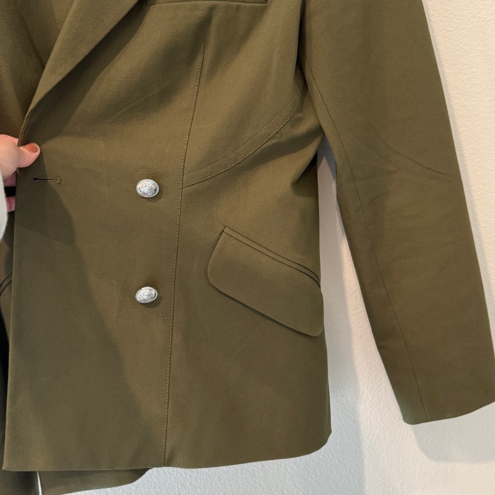 Derek Lam 10 Crosby Ady Double-Breasted Blazer Women’s Size 12 Army Green - Picture 11 of 12